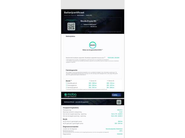Skoda Enyaq iV 60 SOH 89% / SFEER / CARPLAY / NAVI / CLIMA / PDC / BLUETOOTH / CRUISE / INCL BTW