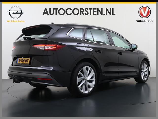 Skoda Enyaq iV 80 204PK SOH 91% Verlichte Grille Trekhaak Stoel+Stuurverwarming 3-Zone Ecc Camera Apple Carplay Android Auto Navi Sport Pakket Led Matrix Rijstrooksensor Isofix Keyless 1.000KG Trekgewicht Origineel Nederlandse Auto