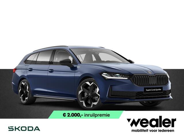 Skoda SUPERB combi Sportline Business 1.5 TSI PHEV 204 PK | Panorama dak | Suite Sport Leder | 19" lichtmetalen velgen | Trekhaak | Canton Geluidssysteem |
