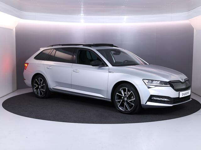 Skoda SUPERB Combi 1.4 TSI iV Sportline Business 218 pk Automaat (DSG) | Verlengde garantie | Navigatie | Panoramadak | Parkeersensoren | Achteruitrijcamera | Elektr. voorstoelen met geheugen | Stoelverwarming v/a |