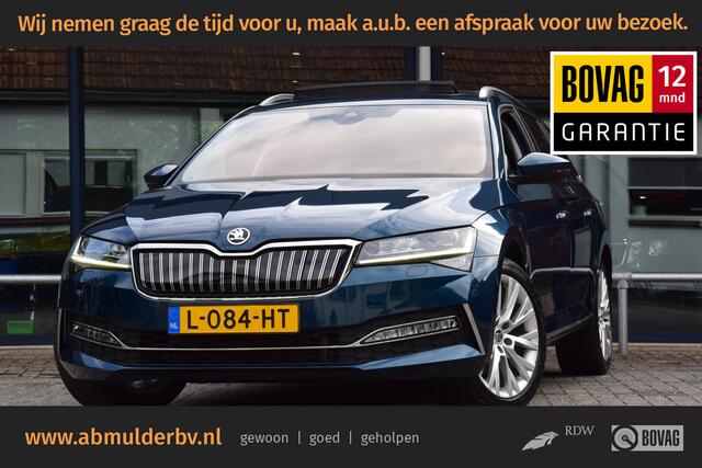 Skoda SUPERB Combi 1.4 TSI iV 160PK Business Edition Plus PHEV DSG Automaat | Org. NL | BOVAG Garantie | Trekhaak | Virtual dashboard | Apple Carplay/Android Auto | Elektrische Voorstoelen met geheugen | Verwarmde Voorruit + Stoelen |