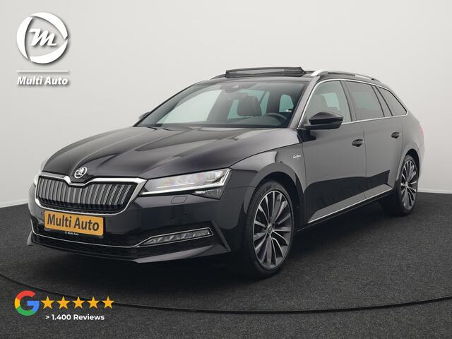 Skoda SUPERB Combi 1.4 TSI iV Laurin & Klement Plug In Hybrid 218pk Dealer O.H PHEV | Panodak | Crystal LED | Adaptive Cruise | Lederen Sportstoelen Memory & Verwarmd | Canton Audio | 360 Camera | Apple Carplay | Keyless | Stuur Verwarmd | Navigatie |