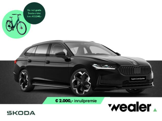 Skoda SUPERB combi Sportline Business 1.5 TSI PHEV 204 PK | Gratis E-Bike | 19" Lichtmetalen velgen | Panorama dak | Canton Geluid | Suite leder |