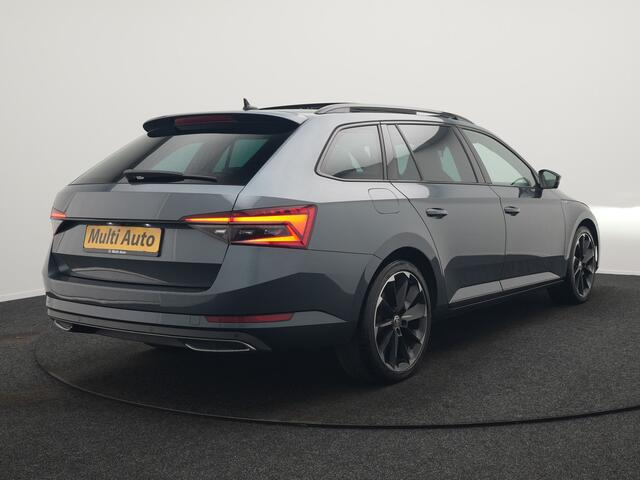 Skoda SUPERB Combi 1.4 TSI iV Sportline Business Plug In Hybrid 218pk Dealer O.H. PHEV | Trekhaak Af Fabriek | Panodak | Adaptive Cruise | 360 Camera | Alcantara Sportstoelen Memory & Verwarmd | Apple Carplay | Keyless | Blis | Virtual | Navigatie | DAB |