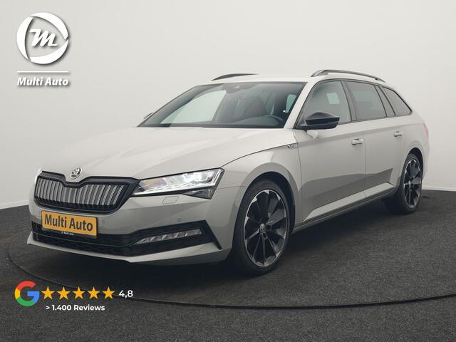 Skoda SUPERB Combi 1.4 TSI iV Sportline Business Plug In Hybrid 218pk Dealer O.H. PHEV | Trekhaak Af Fabriek | Adaptive Cruise | 360 Camera | Canton Audio | Alcantara Sportstoelen Memory & Verwarmd | Sfeerverlichting | Stuur Verwarmd | Keyless | Crystal LED | DAB |