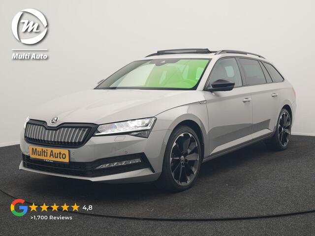Skoda SUPERB Combi 1.4 TSI iV Sportline Business PHEV 218pk Dealer O.H. | Trekhaak Af Fabriek | Panodak | Adaptive Cruise | Canton Audio | 360 Camera | Alcantara Sportstoelen Memory & Verwarmd | Sfeerverlichting | Blis | Keyless | Plug In Hybrid |