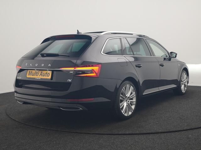 Skoda SUPERB Combi 1.4 TSI iV Laurin & Klement PHEV 218pk Dealer O.H. | Trekhaak Af Fabriek | Panodak | Adaptive Cruise | 360 Camera | Lederen Comfortstoelen Memory & Ventilatie | Canton Audio | Crystal LED | Stoelen & Stuur Verwarmd | Apple Carplay | Blis | DAB | Navigatie | 19"L.M | Plug In Hybrid |