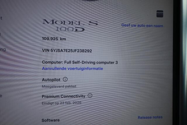 Tesla MODEL S 100D 89,5% SOH, Autopilot computer 3, CCS ingeschakeld, Panormadak, Schuif- kanteldak, Cruise control, 360 camera