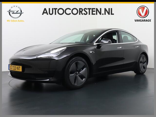 Tesla Model 3 SR+60kWh 325PK 18" AutoPilot Leer PanoDak Adaptive cruise Camera's Elektr.-Stuur+Stoelen+Spiegels+Geheugen+Easy-Entry+Verwarmde stoelen Park assistent PDC-A+Voor WIFI Ecc Lane-Assist Speed-Assist Standard RWD Plus Navi LED-a+v Comfortstoelen ACC DAB Voorv