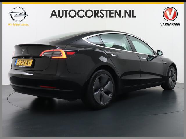 Tesla Model 3 SR+60kWh 325PK 18" AutoPilot Leer PanoDak Adaptive cruise Camera's Elektr.-Stuur+Stoelen+Spiegels+Geheugen+Easy-Entry+Verwarmde stoelen Park assistent PDC-A+Voor WIFI Ecc Lane-Assist Speed-Assist Standard RWD Plus Navi LED-a+v Comfortstoelen ACC DAB Voorv