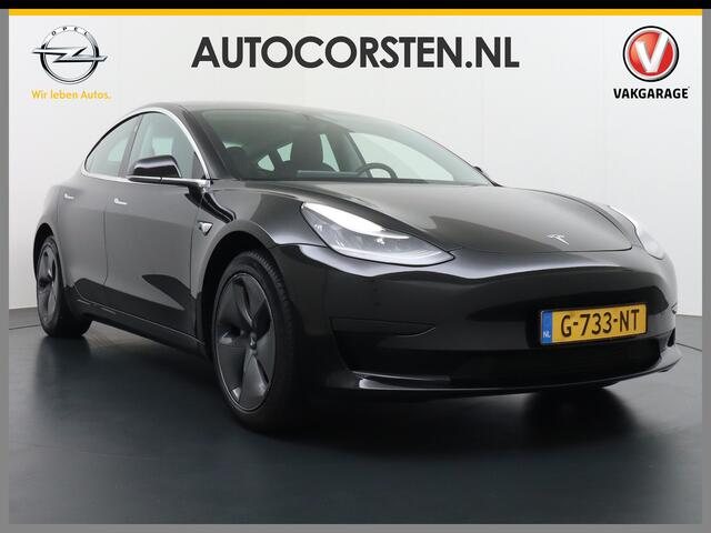 Tesla Model 3 SR+60kWh 325PK 18" AutoPilot Leer PanoDak Adaptive cruise Camera's Elektr.-Stuur+Stoelen+Spiegels+Geheugen+Easy-Entry+Verwarmde stoelen Park assistent PDC-A+Voor WIFI Ecc Lane-Assist Speed-Assist Standard RWD Plus Navi LED-a+v Comfortstoelen ACC DAB Voorv