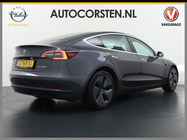 Tesla Model 3 Long Range AWD 75kWh 463PK 18" FSD-Computer 3 Premium Audio 4WD AutoPilot Panoramadak Camera's Leder Adaptive-Cruise-Stop&Go Pdc Ecc Dual Motor Stoel en achterbank verwarming Keyless Electr.Stoelen+Memory+Easy-Entry WiFi Origineel Nederlandse auto Grootst