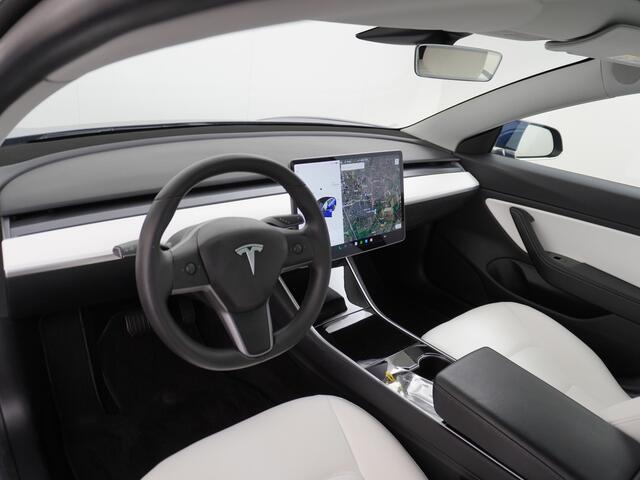 Tesla Model 3 Long Range AWD 75kWh 463PK Lmv 19" Ivoor Interieur FSD-Full Self Driving Computer-3 Premium Audio 4wd AutoPilot Panoramadak Camera's Leer Adaptive-Cruise-Control+Stop&Go Pdc-a+v Dual-Ecc Dual-Motor Keyless Stoel en achterbank verwarming Electr.Stoelen+Mem