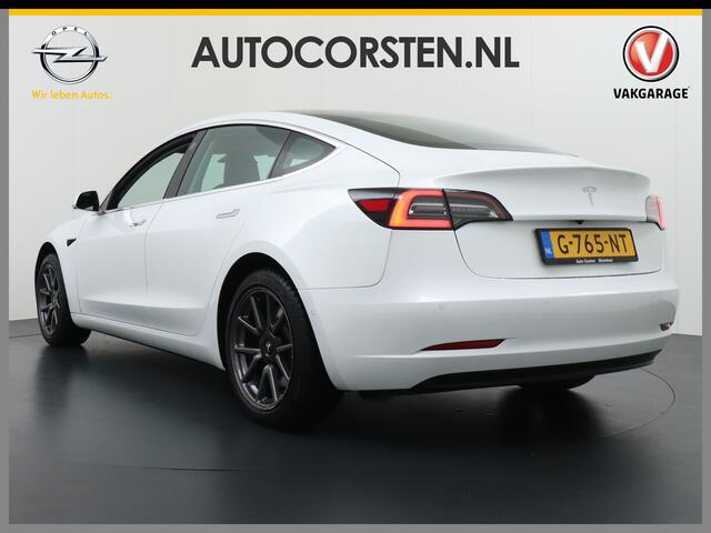 Tesla Model 3 SR+ 60kWh 326PK Trekhaak AutoPilot Premium-Luidsprekers Leer PanoramaDak Adaptive Cruise Lmv 18" Camera's Elektr.-Stuur+Stoelen+Spiegels+Geheugen+Easy-Entry+Verwarmde stoelen Park assistent Pdc WIFI Ecc Lane-Assist Speed-Assist SOH 85% Ecc Navi Led DAB Vo