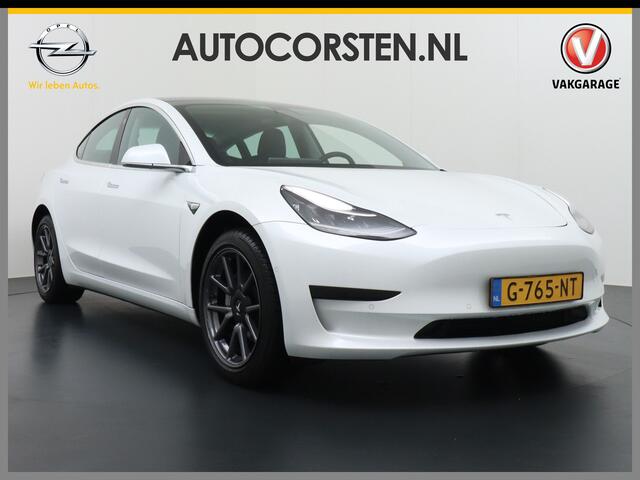 Tesla Model 3 SR+ 60kWh 326PK Trekhaak AutoPilot Premium-Luidsprekers Leer PanoramaDak Adaptive Cruise Lmv 18" Camera's Elektr.-Stuur+Stoelen+Spiegels+Geheugen+Easy-Entry+Verwarmde stoelen Park assistent Pdc WIFI Ecc Lane-Assist Speed-Assist SOH 85% Ecc Navi Led DAB Vo