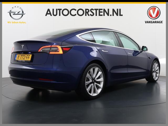 Tesla Model 3 RWD Plus 325PK SOH 91% Lmv 19" Ivoor kleurig Leder 3 AutoPilot Panoramadak Adaptive.Cruise Camera's Elektr.Stuur+Stoelen+Spiegels+Geheugen+Easy-Entry+Verwarmde stoelen Park assistent PDC WIFI Lane-Assist Speed-Assist Navi Ecc Led ACC DAB Voorverwarmen en