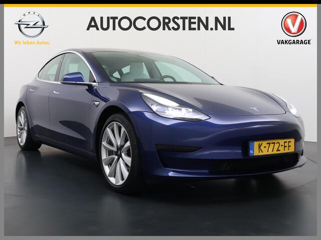 Tesla Model 3 RWD Plus 325PK SOH 91% Lmv 19" Ivoor kleurig Leder 3 AutoPilot Panoramadak Adaptive.Cruise Camera's Elektr.Stuur+Stoelen+Spiegels+Geheugen+Easy-Entry+Verwarmde stoelen Park assistent PDC WIFI Lane-Assist Speed-Assist Navi Ecc Led ACC DAB Voorverwarmen en