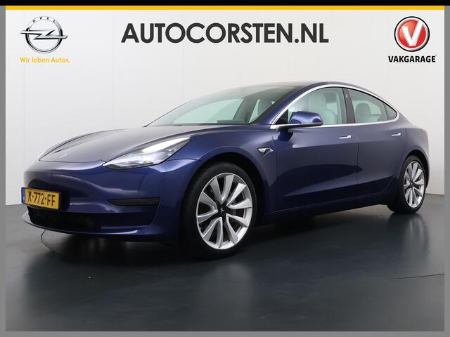 Tesla Model 3 RWD Plus 325PK SOH 91% Lmv 19" Ivoor kleurig Leder 3 AutoPilot Panoramadak Adaptive.Cruise Camera's Elektr.Stuur+Stoelen+Spiegels+Geheugen+Easy-Entry+Verwarmde stoelen Park assistent PDC WIFI Lane-Assist Speed-Assist Navi Ecc Led ACC DAB Voorverwarmen en