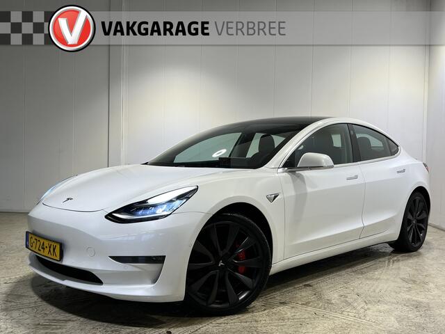 Tesla Model 3 Performance AWD 75 kWh | Navigatie | LM Velgen 20" | Voorstoelen Verwarmd | Panoramadak | Airco | Cruise Control | Dodehoek Detector |