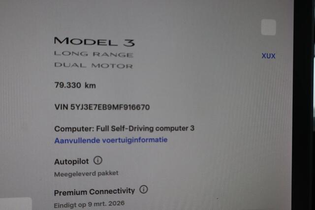 Tesla Model 3 Long Range AWD 75 kWh 92,9% SOH, Warmtepomp, Autopilot computer 3.0, Lichtmetalen wielen, Panoramadak