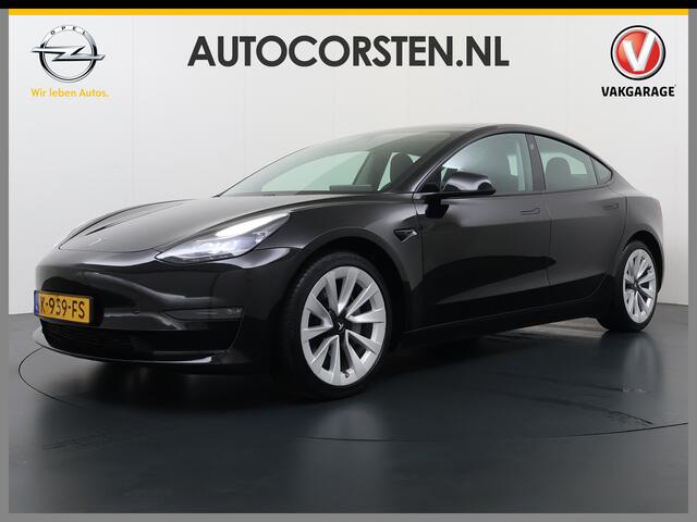 Tesla Model 3 Long Range AWD 75kWh Facelift Warmtepomp Lmv 19" AutoPilot Leder Panoramadak Adaptive-Cruise Camera's Elektr.-Stuur+Stoelen+Spiegels+Geheugen+Easy-Entry+Verwarmde stoelen Park assistent Pdc WIFI Lane-Assist Navi LED DAB Voorverwarmen interieur Keyless One