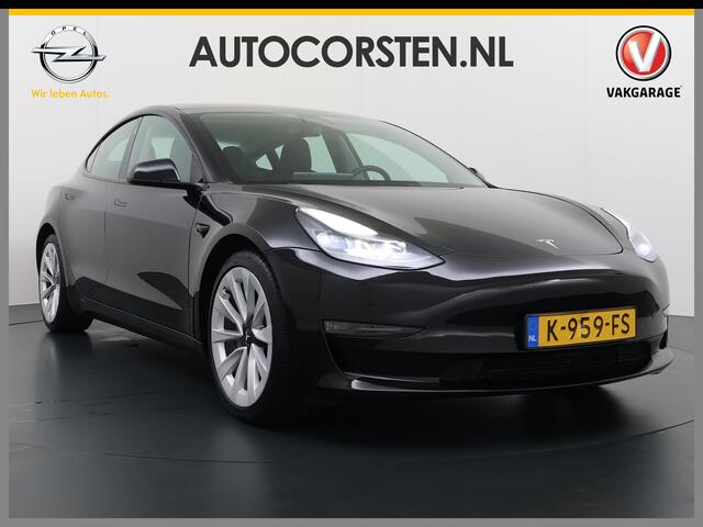 Tesla Model 3 Long Range AWD 75kWh Facelift Warmtepomp Lmv 19" AutoPilot Leder Panoramadak Adaptive-Cruise Camera's Elektr.-Stuur+Stoelen+Spiegels+Geheugen+Easy-Entry+Verwarmde stoelen Park assistent Pdc WIFI Lane-Assist Navi LED DAB Voorverwarmen interieur Keyless One