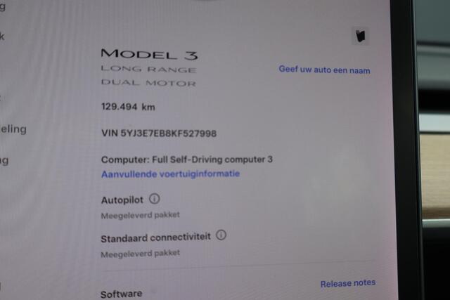 Tesla Model 3 Long Range AWD 75 kWh 90,8% SOH, Autopilot computer 3.0, Trekhaak, Cruise control, 360 Camera, Lederen interieur