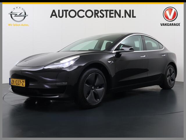 Tesla Model 3 SR+ 60kWh 325PK AutoPilot Leer PanoramaDak Adaptive Cruise Lmv 18" Camera's Elektr.-Stuur+Stoelen+Spiegels+Geheugen+Easy-Entry+Verwarmde stoelen Park assistent Pdc WIFI Ecc Lane-Assist Speed-Assist Soh 81% Ecc Navi Led DAB Voorverwarmen interieur via App 