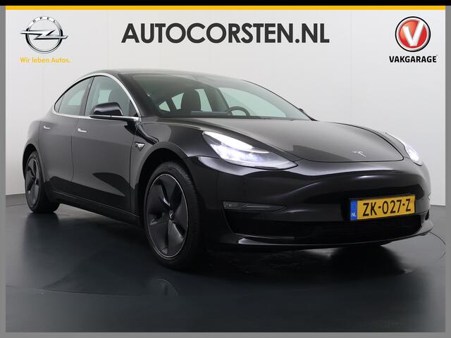 Tesla Model 3 SR+ 60kWh 325PK AutoPilot Leer PanoramaDak Adaptive Cruise Lmv 18" Camera's Elektr.-Stuur+Stoelen+Spiegels+Geheugen+Easy-Entry+Verwarmde stoelen Park assistent Pdc WIFI Ecc Lane-Assist Speed-Assist Soh 81% Ecc Navi Led DAB Voorverwarmen interieur via App 