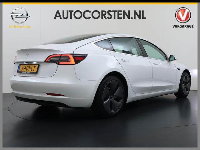 Tesla Model 3 SR+ 325PK AutoPilot Leer Pano-Dak Adaptive Cruise Lmv 18" Camera's Elektr.-Stuur+Stoelen+Spiegels+Geheugen+Easy-Entry+Verwarmde stoelen Park assistent Pdc WIFI Ecc Lane-Assist Speed-Assist Soh 85% Ecc Navi Led DAB Voorverwarmen interieur via App Keyless O