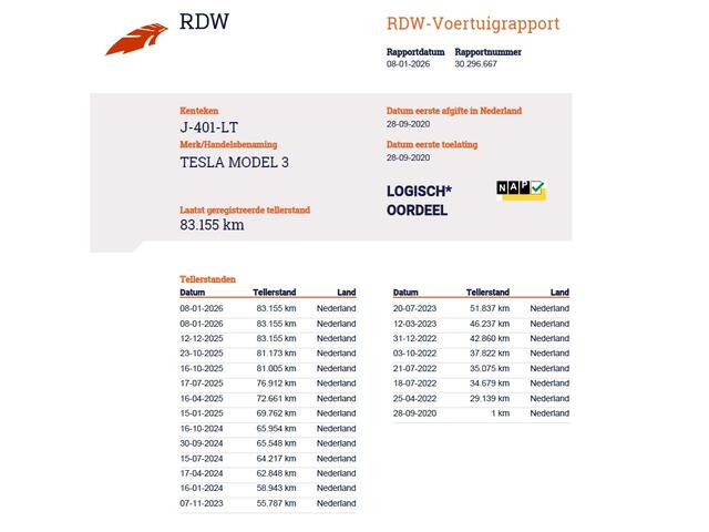 Tesla Model 3 SR+ 325PK AutoPilot Leer Pano-Dak Adaptive Cruise Lmv 18" Camera's Elektr.-Stuur+Stoelen+Spiegels+Geheugen+Easy-Entry+Verwarmde stoelen Park assistent Pdc WIFI Ecc Lane-Assist Speed-Assist Soh 85% Ecc Navi Led DAB Voorverwarmen interieur via App Keyless O