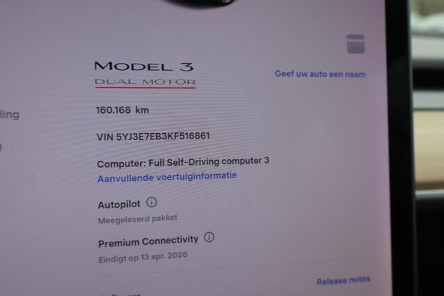 Tesla Model 3 Performance AWD 75 kWh Autopilot computer 3.0, Auto moet nog gereinigd worden, Cruise control, Stoelverwarming