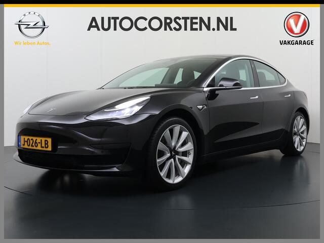 Tesla Model 3 SR+ 325PK Trekhaak Lmv 19" AutoPilot Leer Pano-Dak Adaptive Cruise Camera's Elektr.-Stuur+Stoelen+Spiegels+Geheugen+Easy-Entry+Verwarmde stoelen Park assistent Pdc WIFI Ecc Lane-Assist Speed-Assist SOH 84% Ecc Navi Led DAB Voorverwarmen interieur via App 