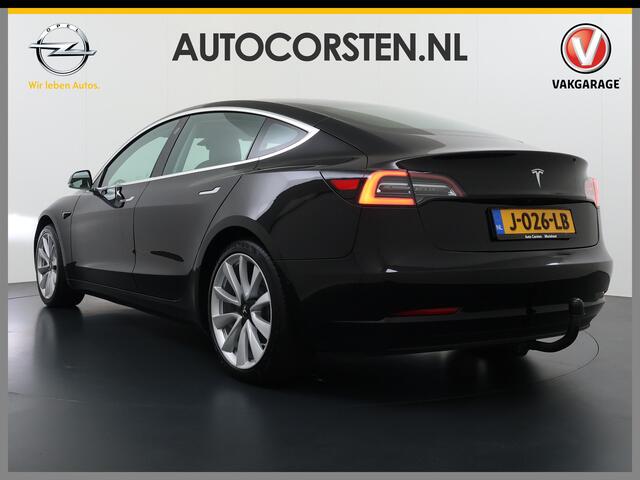 Tesla Model 3 SR+ 325PK Trekhaak Lmv 19" AutoPilot Leer Pano-Dak Adaptive Cruise Camera's Elektr.-Stuur+Stoelen+Spiegels+Geheugen+Easy-Entry+Verwarmde stoelen Park assistent Pdc WIFI Ecc Lane-Assist Speed-Assist SOH 84% Ecc Navi Led DAB Voorverwarmen interieur via App 