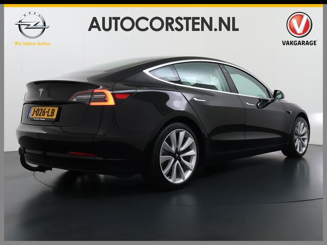 Tesla Model 3 SR+ 325PK Trekhaak Lmv 19" AutoPilot Leer Pano-Dak Adaptive Cruise Camera's Elektr.-Stuur+Stoelen+Spiegels+Geheugen+Easy-Entry+Verwarmde stoelen Park assistent Pdc WIFI Ecc Lane-Assist Speed-Assist SOH 84% Ecc Navi Led DAB Voorverwarmen interieur via App 