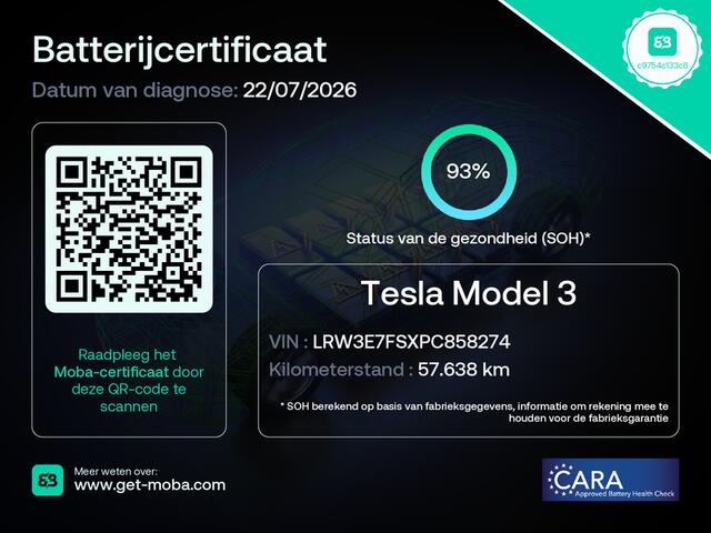 Tesla Model 3 Standard RWD Plus 60kWh Warmtepomp LFP-Accu SOH 93% AMD Ryzen(TM) ­Stuur+Stoelverwarming Navi Camera's Leder Adap.Cruise Elek.Achterklep Premium Luidsprekers Lmv 19" Led Panoramadak Google Maps® Elek.Stoelen+Memory 1e Eigenaar Origineel Nederlandse Auto
