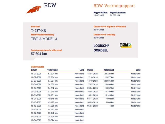 Tesla Model 3 Standard RWD Plus 60kWh Warmtepomp LFP-Accu SOH 93% AMD Ryzen(TM) ­Stuur+Stoelverwarming Navi Camera's Leder Adap.Cruise Elek.Achterklep Premium Luidsprekers Lmv 19" Led Panoramadak Google Maps® Elek.Stoelen+Memory 1e Eigenaar Origineel Nederlandse Auto