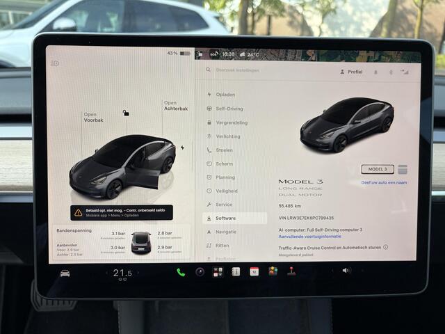 Tesla Model 3 Long Range AWD 75 kWh VAN: 35.900,- VOOR: 33.440,- UW HERFSTVOORDEEL: 2.460,-| FABRIEKSGARANTIE OP ACCU & AANDRIJFLIJN TOT 2031 OF 192.000 KM + ALGEMENE AUTO T/M 06-2027 of 80.000KM! BTW verrekenbaar