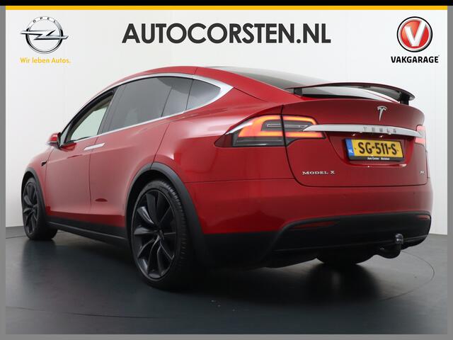 Tesla Model X P100D 7p. 100kWh Trekhaak Long Range Leder 22" lm Int-Luchtvering Summon-Beta-park Adaptive-Cruise AutoPilot+Navi Panoramadak Premium-Upgrade-pakket Vleugeldeuren Camera's Elektr.Stoelen/Stuur+Verwarmd+Geheugen Keyless Wifi Adaptieve koplampen Elektr.Acht