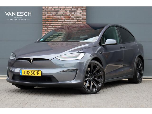 Tesla Model X Plaid AWD 6p. 100kWh | 1020pk | 71.500,- ex BTW | Luchtvering | Autopilot | Carbon | Trekhaak | Stoelventilatie | Leder | Sterrenhemel | Display Achter | Verwarmd Stuurwiel |