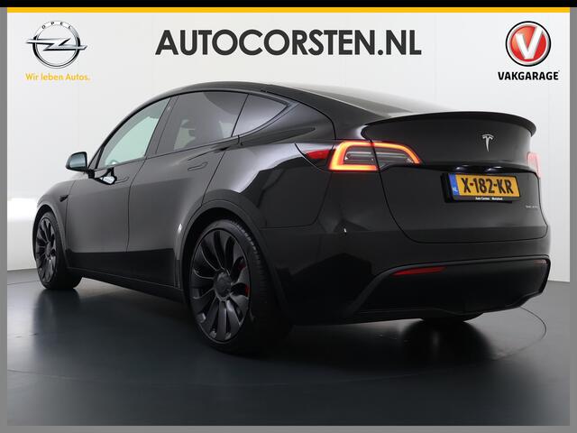 Tesla Model Y Performance AWD 75kWh SOH 95% Warmtepomp Panoramadak Navi Ecc Leder Lmv 21" Keyless Led Elek.Achterklep Memory Stoel+Stuurverwarming AMD-Ryzen­(TM)-Processor 1e Eigenaar Origineel Nederlandse Auto fabrieksgarantie tot 14-12-2027 Batterij en Motorgarantie 