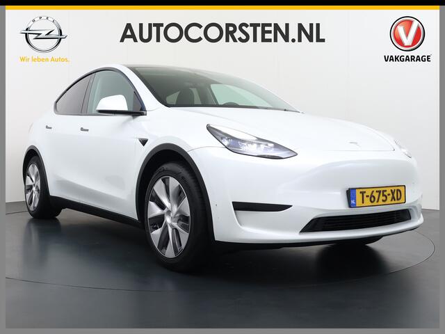 Tesla Model Y RWD Warmtepomp LFP-Accu Leer Lmv Camera's Pano-dak Adap.Cruise Navi Ecc Autopilot Stoel+Stuur+Achterbank Verwarming Elek.Achterklep Dodehoek detector Draadloze telefoonlader SOH 93% 1e Eigenaar Origineel Nederlandse Auto 1.600KG Trekgewicht