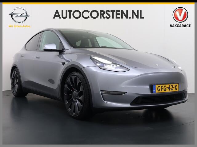 Tesla Model Y Performance AWD 535PK Leder Warmtepomp Autopilot FSD-4 Computer Panodak Navi Ecc Lmv 21" Elek.Stoelen+Memory Stoel+Stuurverwarming Adap.Cruise Privacy Glas Matrix-Led Lithium-ion AMD Ryzen(TM) 4WD 1e Eigenaar Origineel Nederlandse Auto Fabrieksgarantie no