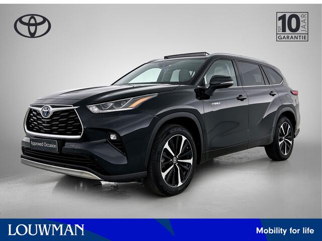 Toyota HIGHLANDER 2.5 AWD Hybrid Premium | Dealer Onderhouden | Panorama schuif/kantel dak | JBL | Head-Up Display | 360 camera+ binnenspiegel | Stoelventilatie | Stoel+stuurverwarming+ Achterbank | Elektrische Achterklep | Navigati