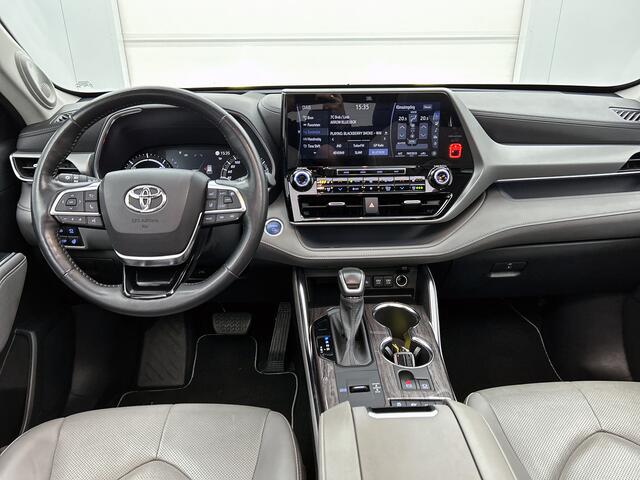 Toyota HIGHLANDER 2.5 AWD Hybrid Premium | Dealer Onderhouden | Panorama schuif/kantel dak | JBL | Head-Up Display | 360 camera+ binnenspiegel | Stoelventilatie | Stoel+stuurverwarming+ Achterbank | Elektrische Achterklep | Navigati