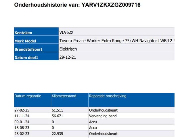 Toyota PROACE Electric Worker L2 Extra Range 75 kWh +/- 330KM / 3Pers./ Navigatie / Airco / Pdc+Camera / Mooie Bedrijfswagen inrichting /