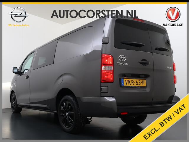 Toyota PROACE Worker 2.0D-4D L3H1 Dubbele Cabine 5-Persoons Ecc 3D-Navi Apple Carplay Android Auto Bluetooth Black Line Long DC Cruise Control Lmv Regen-Lichtsensor led Privacy Glas Schuifdeur 1e Eigenaar Dealeronderhouden Origineel Nederlandse Auto