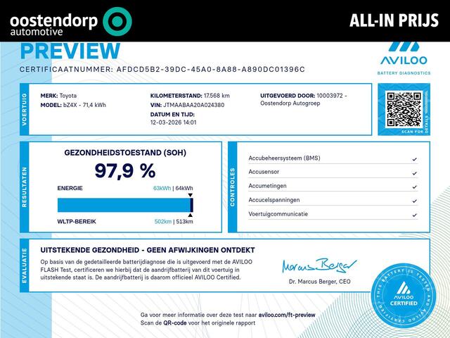 Toyota bZ4X Dynamic 71 kWh | All-in prijs | Automaat | Apple android auto | Navigatie
