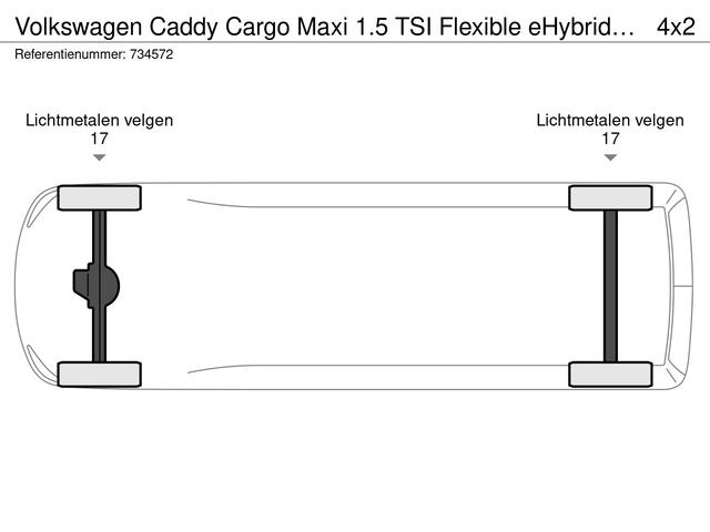 Volkswagen CADDY MAXI Cargo 1.5 TSI Flexible eHybrid Limited Edition 115PK / 85kW Achteruitrijcamera, verwarmbare voorstoelen, draadloos Apple Carplay & Android Auto, navigatie, volledig digitaal instrumentenpaneel (Digital Cockpit), parkeersensoren voor + achter, alarmsysteem