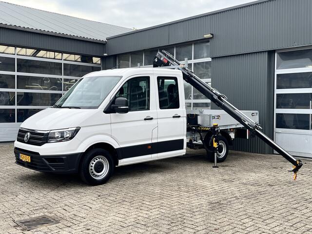 Volkswagen CRAFTER 35 2.0 TDI DC Hiab Laadkraan 023-3 Trekhaak 2500 kg trekgewicht Airco Cruise controle 6-Persoons Open laadbak Pick-up Euro 6 Bakwagen P-up Telefoonverbinding 1e eigenaar